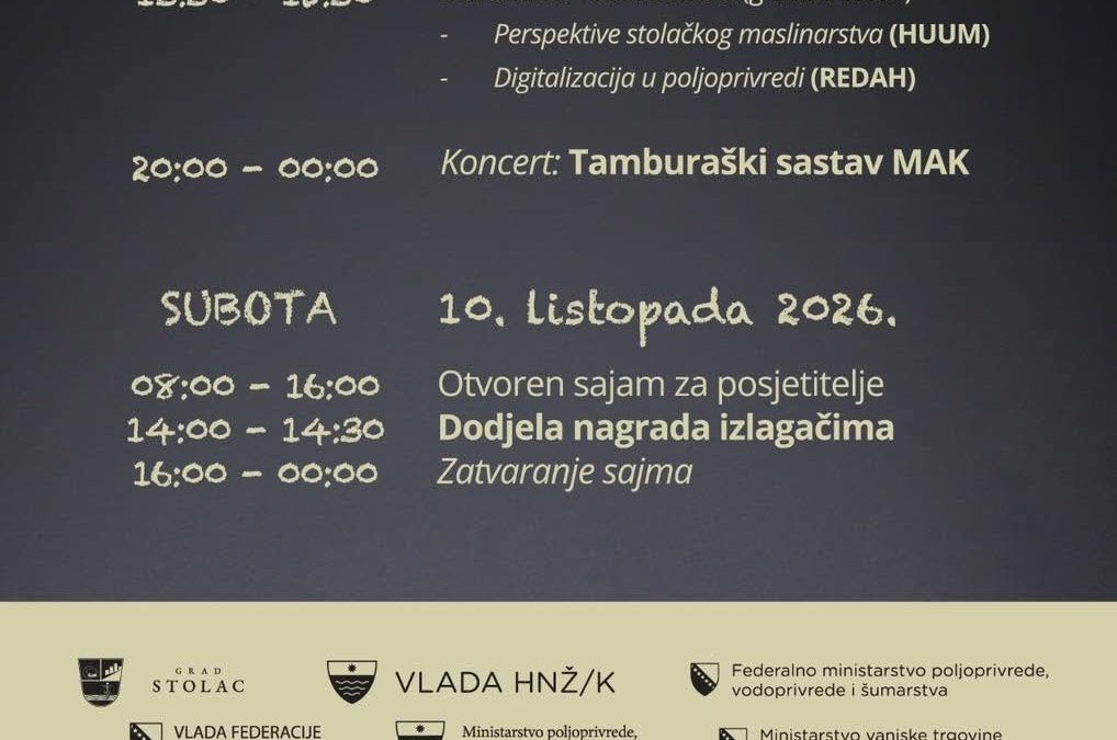 Hercegovački plodovi Mediterana: Pogledajte program 18. izdanja manifestacije u Stocu